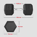 2x20KG Rubber Hex Dumbbell Portable Hand Weights 