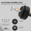 SPORTNOW 2-in-1 30KG Adjustable Dumbbells Set Home Gym