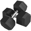 2x20KG Rubber Hex Dumbbell Portable Hand Weights 